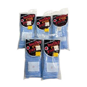 Lot Of 5 VTG Red Heart Bulky Rug Yarn #639 Sky, Latch Hook Acrylic NOS
